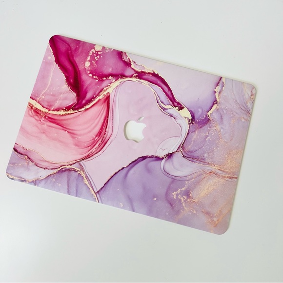 MacBook Air 13 Inch Pink & Purple Crystal Marbled Hard Case & Keyboard Protector - Picture 3 of 9
